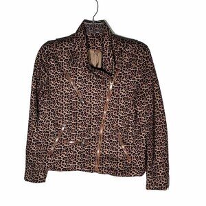 Leopard Print Unbranded 80’s Style Jacket Sz. Large Adult With Silver Accents